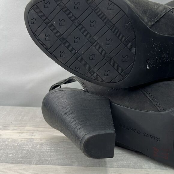 Franco Sarto Black Suede Open toe heeled booties size 9.5 - Picture 12 of 12